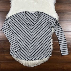 Rag & Bone Size Small Gray Black Stripe Hudson V Neck Sweater Top